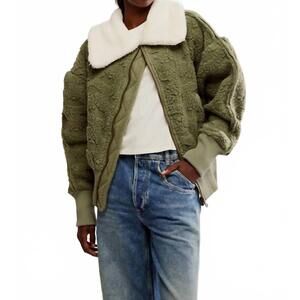 NEW FREE PEOPLE cozy up cardigan coat in crystal kelp combo